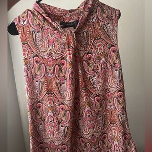 Paisley Sleeveless Blouse - Pink and Orange